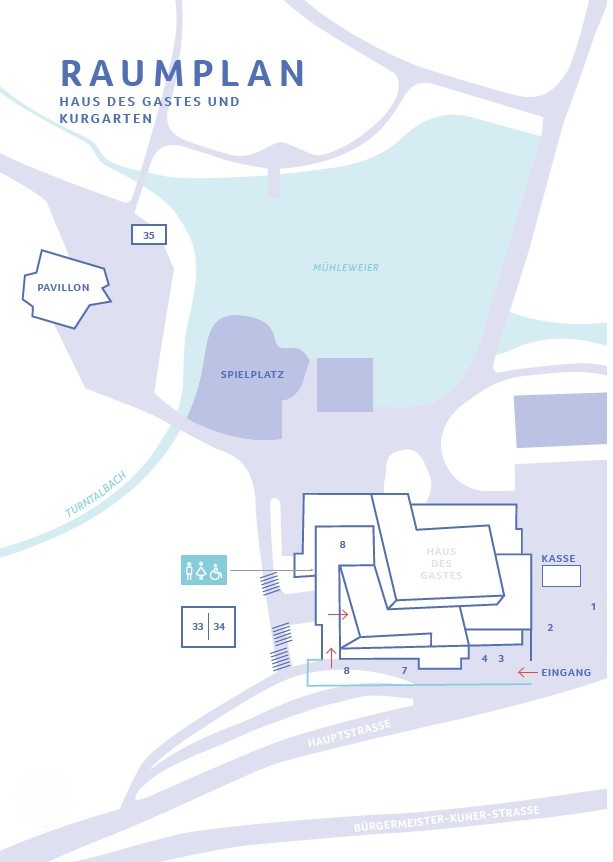 Raumplan Raumplan der Ausstellung mit Haus des Gastes und Kurpark